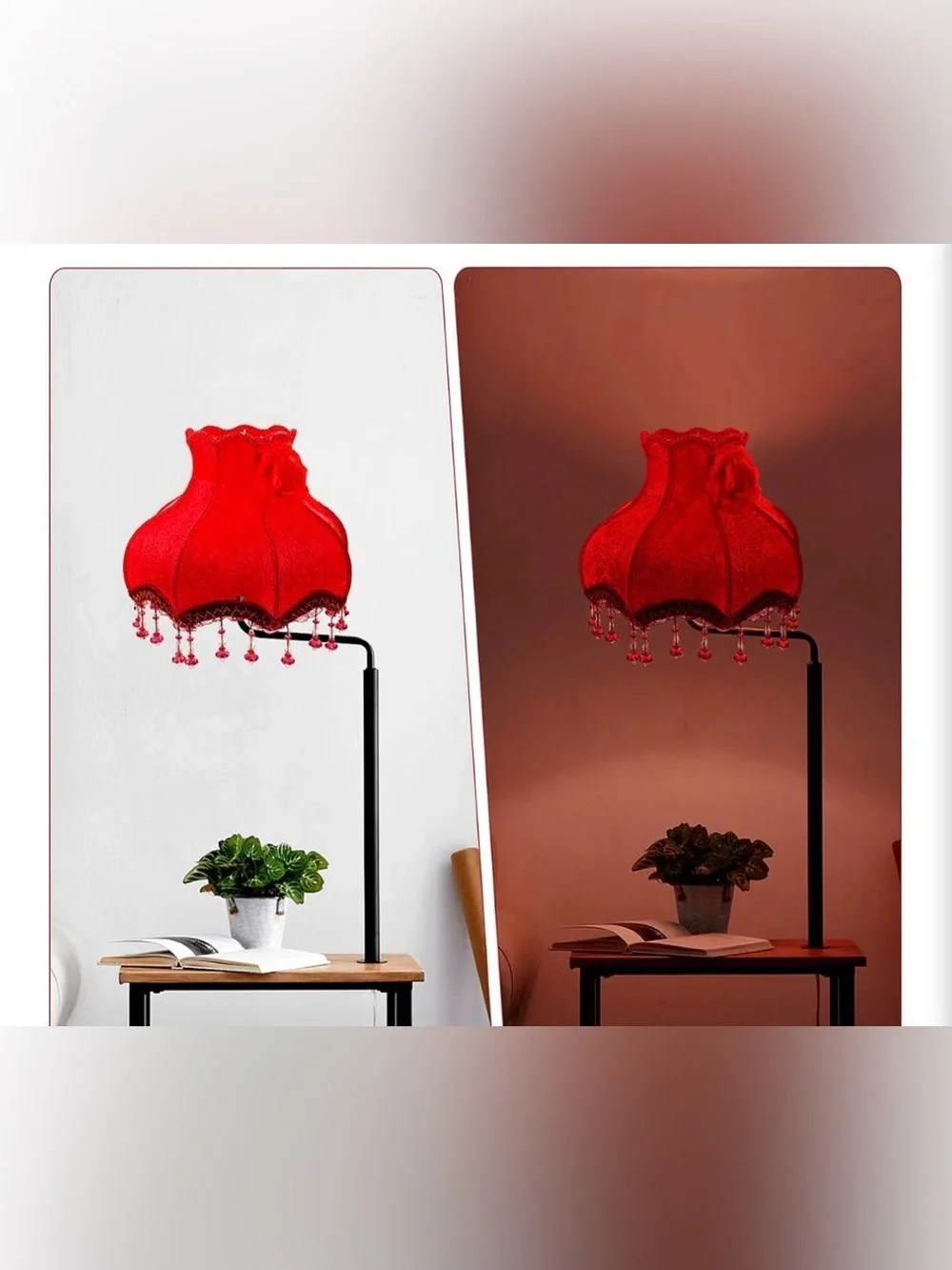 Baluue Vintage Lamp Shade, European Style Bell Shape Cloth Bead Lace Lampshade